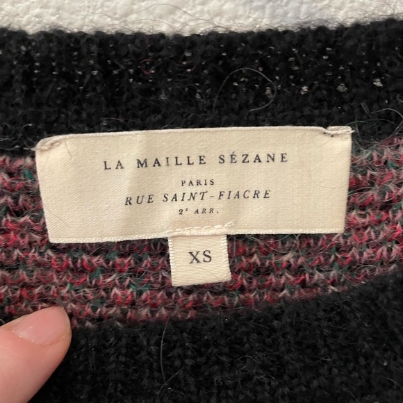 Sezane Black Sweater with Pink Floral Design - Picture 2 of 2